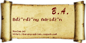 Bárány Adrián névjegykártya