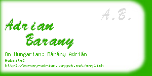 adrian barany business card