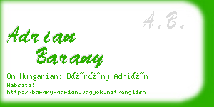 adrian barany business card